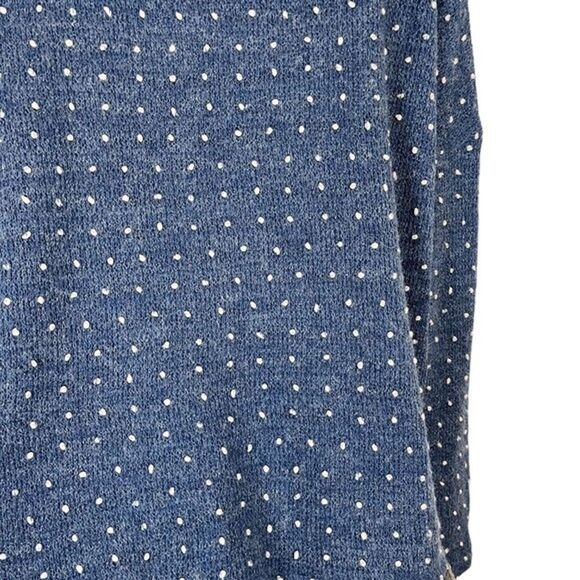 Oddy Womens Blue Swiss Raised Dot Womens Cardigan Sweater Plaid Ruffle V-Neck M - Picture 13 of 16